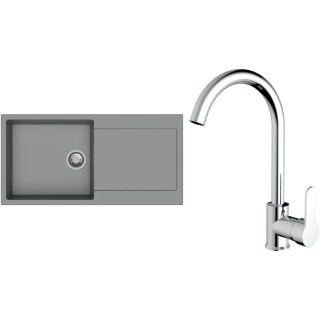 Set StrongSinks S3 (dřez Zala 1000 Šedá + baterie Seina Chrom)
