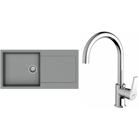 Set StrongSinks S3 (dřez Zala 1000 Šedá + baterie Rhona Chrom)