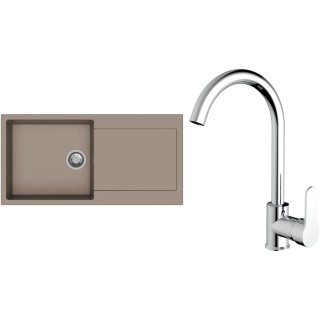 Set StrongSinks S3 (dřez Zala 1000 Béžová + baterie Seina Chrom)