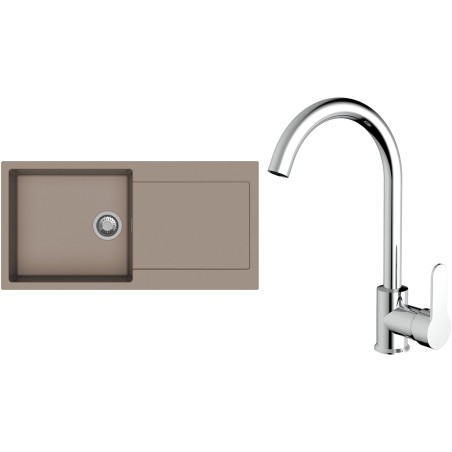 Set StrongSinks S3 (dřez Zala 1000 Béžová + baterie Seina Chrom)