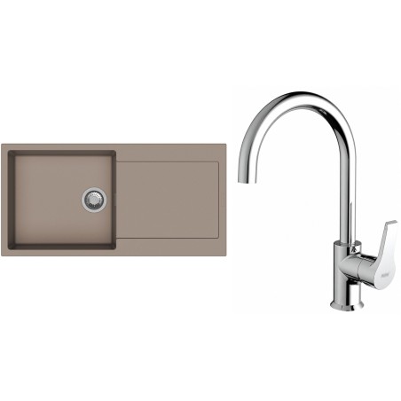 Set StrongSinks S3 (dřez Zala 1000 Béžová + baterie Rhona Chrom)