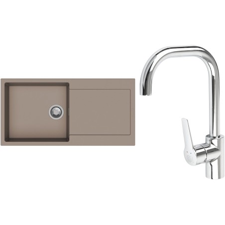 Set StrongSinks S3 (dřez Zala 1000 Béžová + baterie Garonne Chrom)