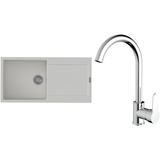 Set StrongSinks S3 (dřez Zala 1000 Bílá + baterie Seina Chrom)