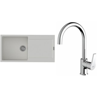 Set StrongSinks S3 (dřez Zala 1000 Bílá + baterie Rhona Chrom)
