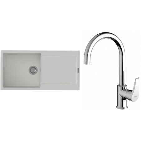 Set StrongSinks S3 (dřez Zala 1000 Bílá + baterie Rhona Chrom)