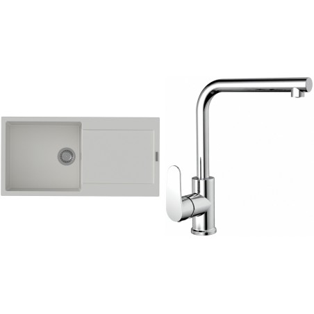 Set StrongSinks S3 (dřez Zala 1000 Bílá + baterie Stréva Chrom)