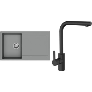Set StrongSinks S3 (dřez Zala 860 Šedá + baterie Ipoly Černá matná)