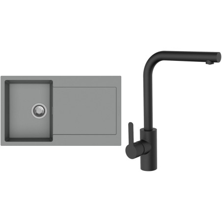 Set StrongSinks S3 (dřez Zala 860 Šedá + baterie Ipoly Černá matná)