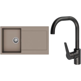 Set StrongSinks S3 (dřez Zala 860 Béžová + baterie Garonne Černá matná)