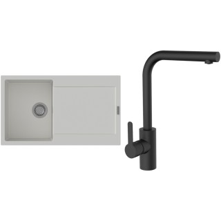Set StrongSinks S3 (dřez Zala 860 Bílá + baterie Ipoly Černá matná)