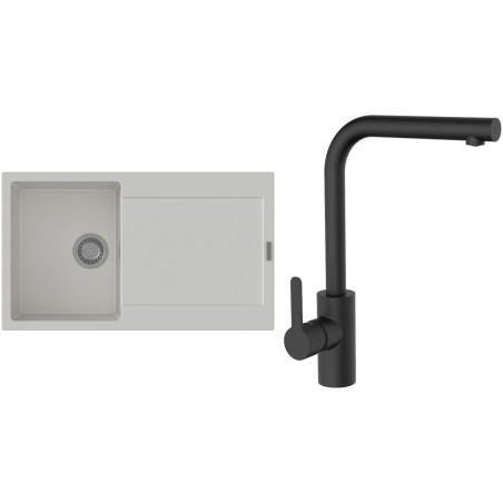 Set StrongSinks S3 (dřez Zala 860 Bílá + baterie Ipoly Černá matná)