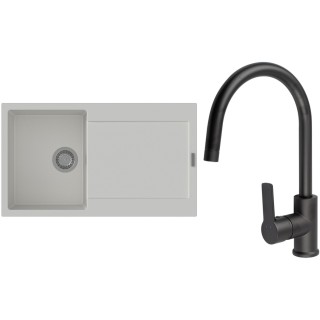 Set StrongSinks S3 (dřez Zala 860 Bílá + baterie Loira Černá matná)