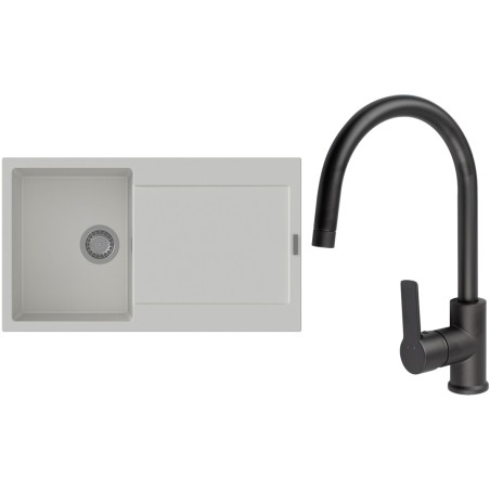 Set StrongSinks S3 (dřez Zala 860 Bílá + baterie Loira Černá matná)