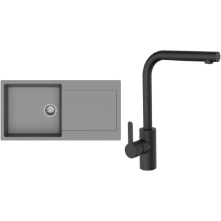 Set StrongSinks S3 (dřez Zala 1000 Šedá + baterie Ipoly Černá matná)