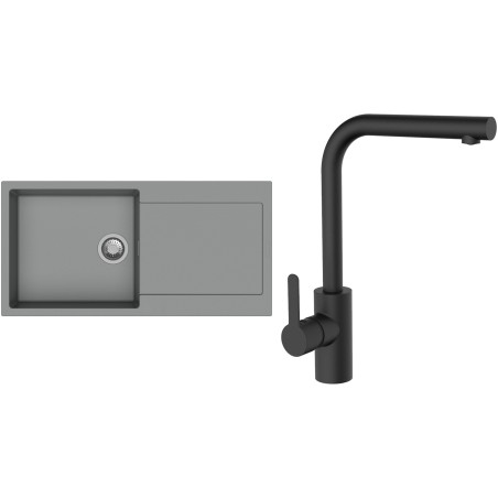 Set StrongSinks S3 (dřez Zala 1000 Šedá + baterie Ipoly Černá matná)
