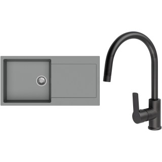 Set StrongSinks S3 (dřez Zala 1000 Šedá + baterie Loira Černá matná)
