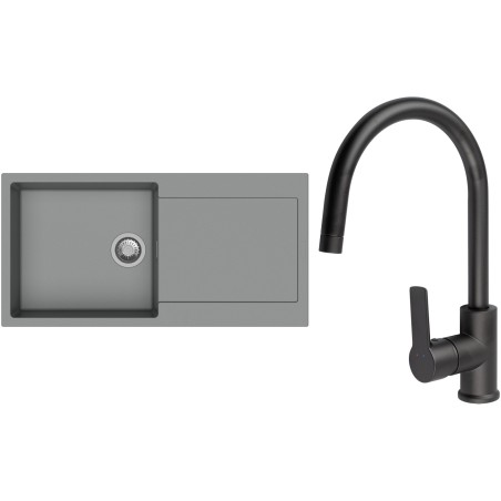 Set StrongSinks S3 (dřez Zala 1000 Šedá + baterie Loira Černá matná)