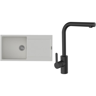 Set StrongSinks S3 (dřez Zala 1000 Bílá + baterie Ipoly Černá matná)