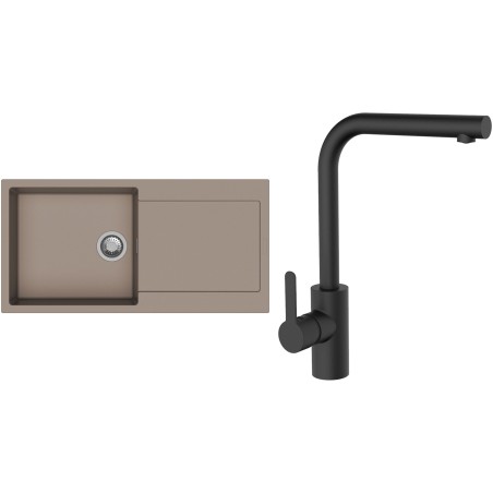 Set StrongSinks S3 (dřez Zala 1000 Béžová + baterie Ipoly Černá matná)
