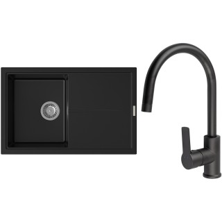 Set StrongSinks S3 (dřez Labe 780 Černá + baterie Loira Černá matná)