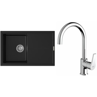 Set StrongSinks S3 (dřez Labe 780 Černá + baterie Rhona Chrom)