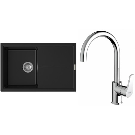 Set StrongSinks S3 (dřez Labe 780 Černá + baterie Rhona Chrom)