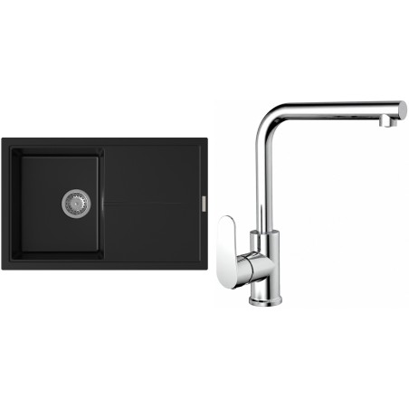 Set StrongSinks S3 (dřez Labe 780 Černá + baterie Stréva Chrom)