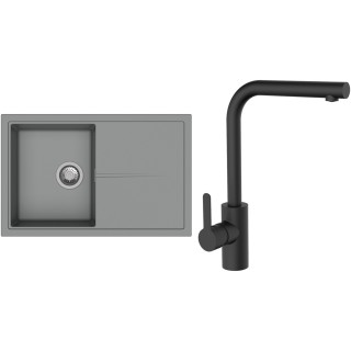 Set StrongSinks S3 (dřez Labe 780 Šedá + baterie Ipoly Černá matná)