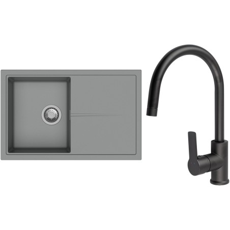 Set StrongSinks S3 (dřez Labe 780 Šedá + baterie Loira Černá matná)
