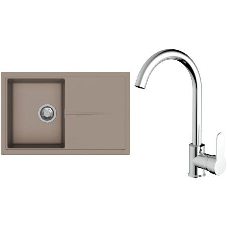 Set StrongSinks S3 (dřez Labe 780 Béžová + baterie Seina Chrom)