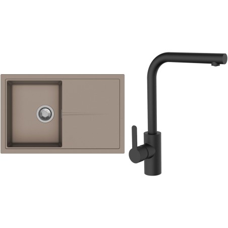 Set StrongSinks S3 (dřez Labe 780 Béžová + baterie Ipoly Černá matná)