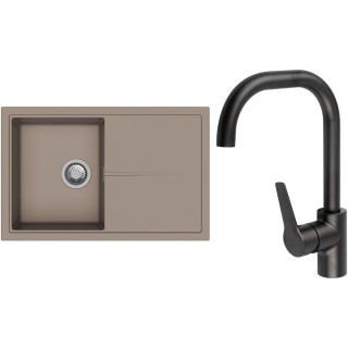 Set StrongSinks S3 (dřez Labe 780 Béžová + baterie Garonne Černá matná)