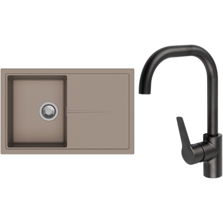 Set StrongSinks S3 (dřez Labe 780 Béžová + baterie Garonne Černá matná)