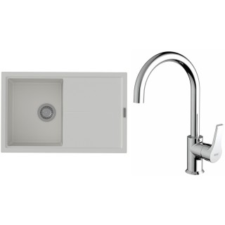 Set StrongSinks S3 (dřez Labe 780 Bílá + baterie Rhona Chrom)