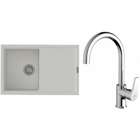 Set StrongSinks S3 (dřez Labe 780 Bílá + baterie Rhona Chrom)