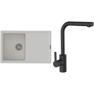 Set StrongSinks S3 (dřez Labe 780 Bílá + baterie Ipoly Černá matná)