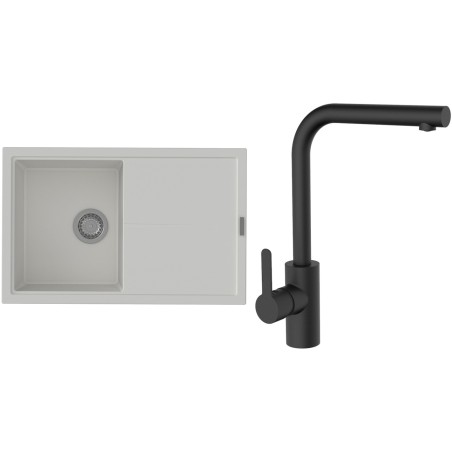 Set StrongSinks S3 (dřez Labe 780 Bílá + baterie Ipoly Černá matná)