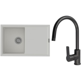 Set StrongSinks S3 (dřez Labe 780 Bílá + baterie Loira Černá matná)