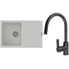 Set StrongSinks S3 (dřez Labe 780 Bílá + baterie Loira Černá matná)