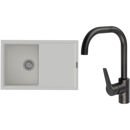 Set StrongSinks S3 (dřez Labe 780 Bílá + baterie Garonne Černá matná)