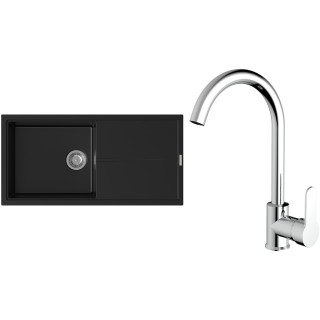 Set StrongSinks S3 (dřez Labe 1000 Černá + baterie Seina Chrom)
