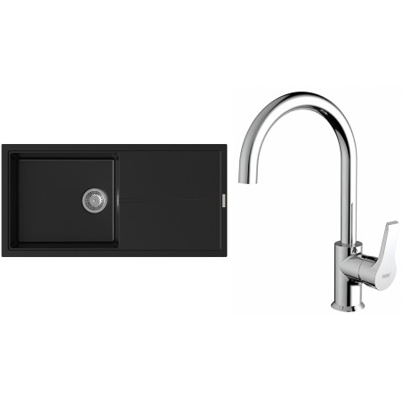 Set StrongSinks S3 (dřez Labe 1000 Černá + baterie Rhona Chrom)