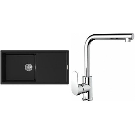 Set StrongSinks S3 (dřez Labe 1000 Černá + baterie Stréva Chrom)