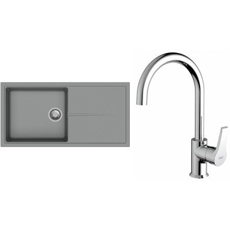 Set StrongSinks S3 (dřez Labe 1000 Šedá + baterie Rhona Chrom)