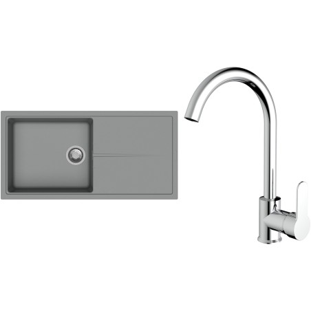 Set StrongSinks S3 (dřez Labe 1000 Šedá + baterie Seina Chrom)
