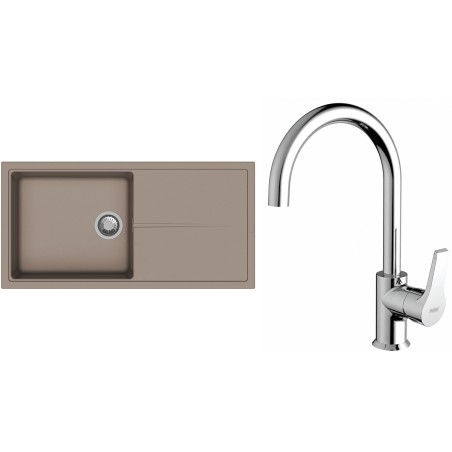 Set StrongSinks S3 (dřez Labe 1000 Béžová + baterie Rhona Chrom)