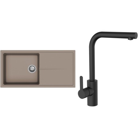 Set StrongSinks S3 (dřez Labe 1000 Béžová + baterie Ipoly Černá matná)