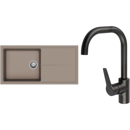 Set StrongSinks S3 (dřez Labe 1000 Béžová + baterie Garonne Černá matná)