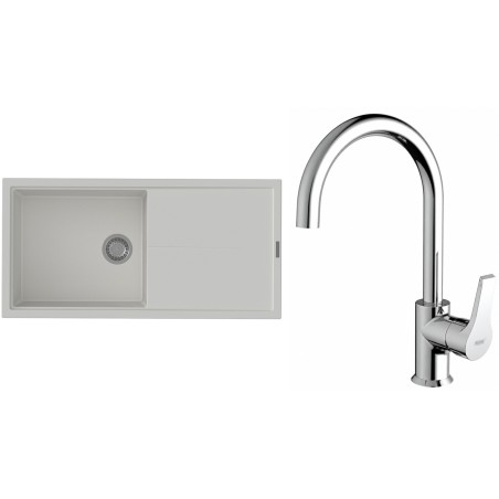 Set StrongSinks S3 (dřez Labe 1000 Bílá + baterie Rhona Chrom)