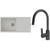 Set StrongSinks S3 (dřez Labe 1000 Bílá + baterie Loira Černá matná)